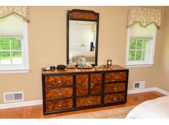 Dixie Furniture Asian Influenced Six Drawer Dresser With Matching Mirror