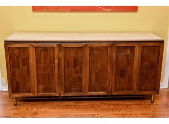 John Stuart Mid-Century Italian Marble Top Walnut Sideboard/Credenza