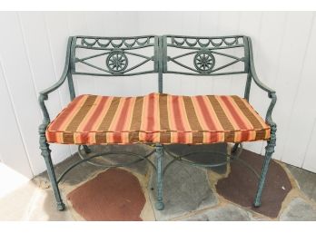 Cast Iron Garden Bench By Cast Classics Landgrave With Sunbrella Cushion