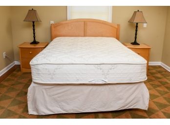 Beautiful Maple Wood Full Size Bed Frame With Matching Night Tables