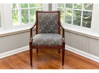 Vintage Floral Print Upholstered Wood Arm Chair