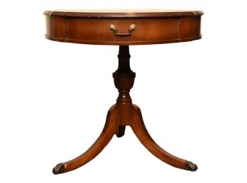 Vintage Mahogany Leather Top Drum Table