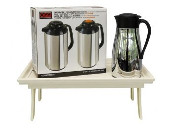 Two New OGGI Thermal Coffee Carafes, One Trudeau Coffee Carafe And Folding Breakfast Bed Tray