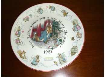 Wedgwood Peter Rabbit Plate Christmas 1981, Beatrix Potter Designs