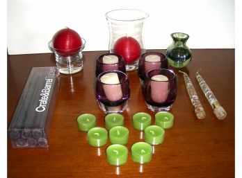 Candles And Candle Holders Plus Bud Vase