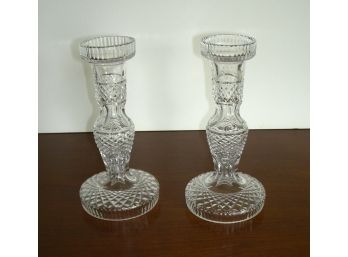 Pair Of 8' Waterford Crystal Candlesticks