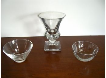 Two Glass Bowls (one Signed Steuben) And Vase