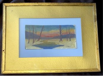 Early Signed Sunset Landscape By F. Olsen