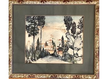 Signed G.Rozan Italian 1960s Modernist Watercolor