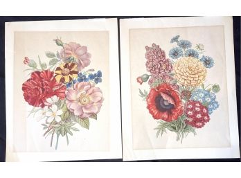 Pair Of Floral Print Bouquets