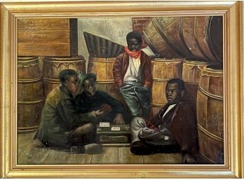 Framed Painting Of Street Urchins Oil On Canvas School Of J.G. Brown