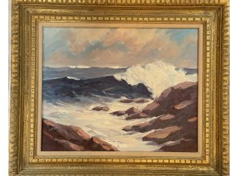 Ocean Waves Oil On Board Seascape Signed L.E. Chadborne