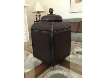 Large Decorative Faux Leather Lidded Box With Stud Detail