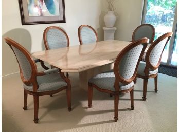 Polished Travertine Pedestal Dining Table 46 X 58 (Read Notes) VERY HEAVY!