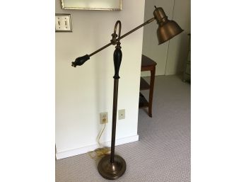 Cantilever Floor Lamp, Bronze Finish With Black Wooden Handle And Detail 48H