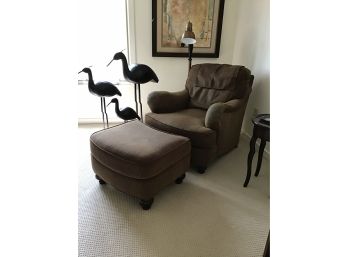 Lillian August Bradington Young Brown Corduroy Chair And Ottoman