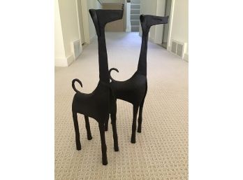 Decorative Iron Dogs, Pair