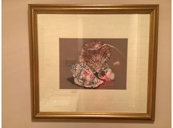 Signed Seashell Watercolor,  A Bianchi 22.5 X 20.5