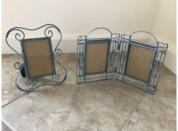 Distressed Blue Metal Frames, Set Of 2 (for 3x5 Photos)