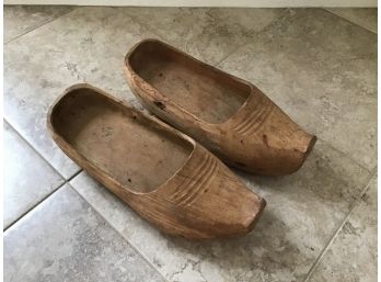 Antique Wooden Clog Shoes, Signed Pierce