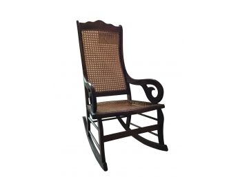 Antique Rocker With Caned Seat