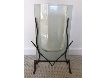 Decorative Glass Vase In Iron Stand