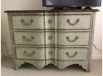 Drexel Heritage Chest Of Drawers - Commode De Tressers - Soft Green Antiqued Finish With Dark Top