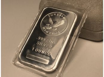 Pure .999 ONE OUNCE Fine Silver Ingot / Bullion Silver Bar - SUNSHINE MINTING - Pure Silver .999