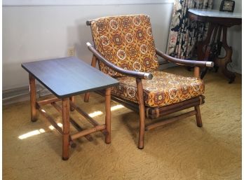 Fantastic 1940s Rattan / Faux Bamboo Chair With Matching Side Table GREAT ! - 2 Of 2