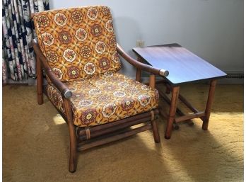 Fantastic 1940s Rattan / Faux Bamboo Chair With Matching Side Table GREAT ! - 1 Of 2 Sets