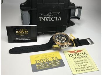 Fantastic INVICTA I-FORCE Chronograph Watch - New In Box $795 - Silver / Gold Case With Black Silicone Strap