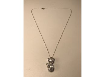 Adorable SWAROVSKI Crystal Cat Pendant Set In Sterling Silver With Sterling Silver 18' Necklace