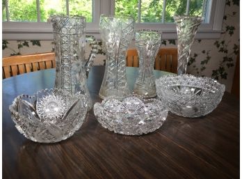 Amazing Group Of Antique Brilliant Cut Glass Pieces - BEAUTIFUL LOT - Estate Fresh - NICE GROUP !