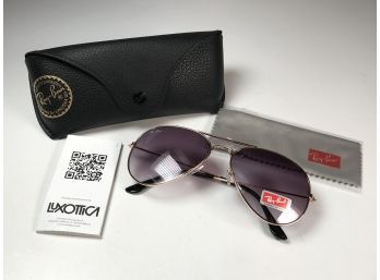 Brand New RAY BAN Rose Gold Aviator Sunglasses - Comes With Case - Polish Cloth - Booklet - NEW NEW NEW !