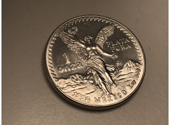 One Onza Libertad - Liberty Ounce .999 Fine Silver Coin - 1990 Mexico Coin - .999 PURE SILVER