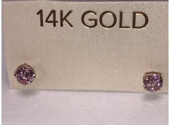 Fabulous 14kt Gold Earrings With Pink Tourmalines - Very Pretty Pair - All 14kt Gold