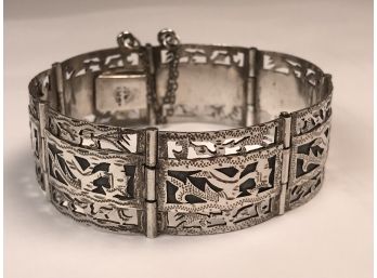 Beautiful Antique / Vintage Siamese Silver 7' Bracelet - Hand Made - 900 Silver - Very Pretty Piece