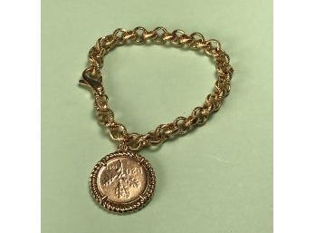 Beautiful 20L Coin Italian Style Bracelet LOOKS VERY EXPENSIVE - Costume Jewelry - Not Gold Or Silver