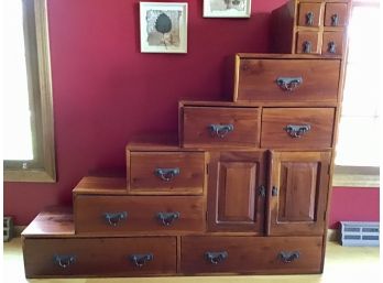 Unique Wooden Step Cabinet