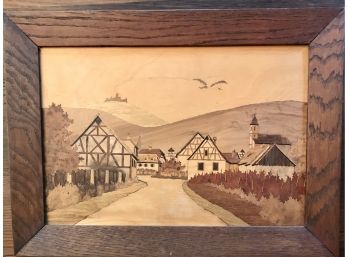 Vintage Wooden Etching