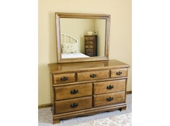 Vintage Wooden Dresser And Mirror