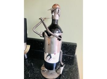 Unique Metal Golfer Wine Bottle Holder