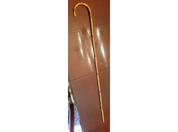 Vintage Walking Stick - Bamboo Cane Metal Tip Marked Japan 36' Tall