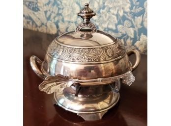 Pre- 1905 Mermod Jaccard & Co Fine Service Butter Chiller Serving Bowl & Lid - Ornately Decorated & Spoon