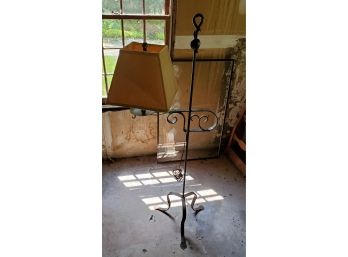 Vintage Hand- Wrought Iron Floor Lamp - Leaf Finial