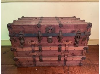 Wooden Trunk With Reinforced Wooden Beams And Metal Bottom