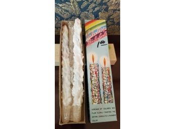 Vintage Color Drip Rainbow Candles & Bluegate Flower Flame Candles