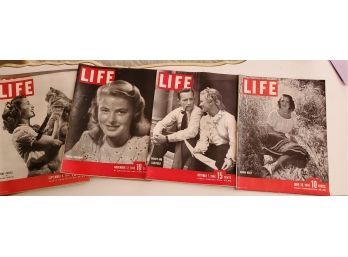 Eight 1944-46 Life Magazines With Famous Hollywood Actors On The Covers- Great Advertisements Of The Times