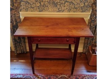 Antique Kitchen - Or Hall Table With One Drawer & A Lower Shelf. It Exudes A Beautiful Aged Patina!