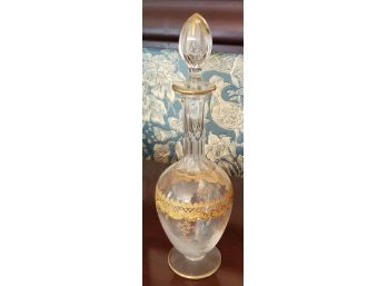 Special Duo Of A Gold Gild Decorated Decanter With Stopper AND A Cameo Ruby Flash Flower Vase